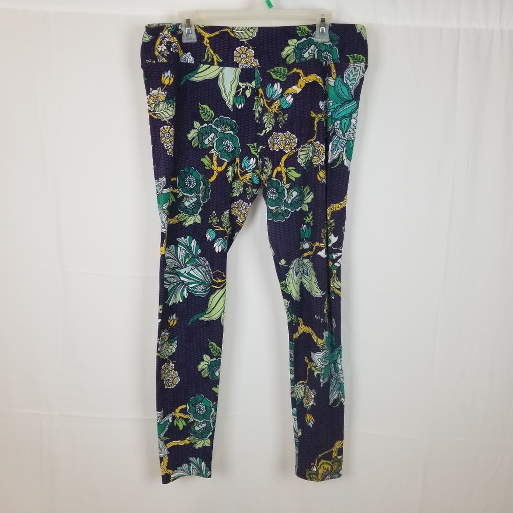 Women's LuLaRoe Leggings Tall Curvy Purple Green